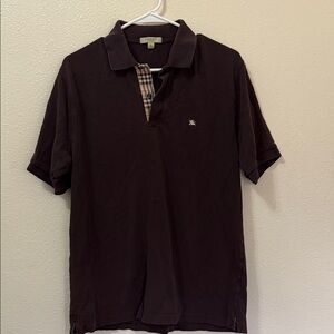 Burberry Dark Polo Shirt with Check Detail